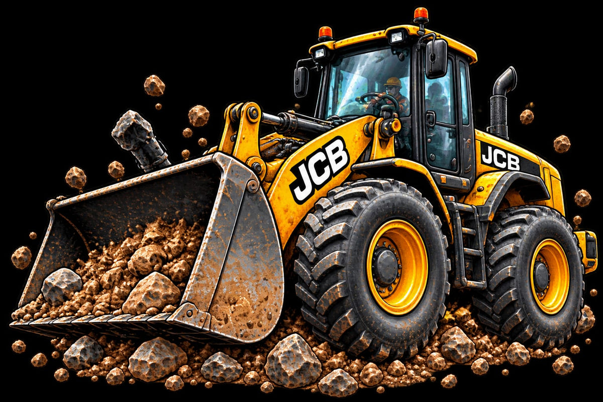 Bügelbilder Baustelle, Bagger, Traktor, Radlader, Kran, LKW, Baustellen Crew, bunt #17