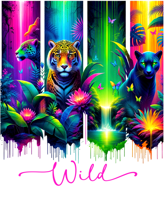 Bügelbild, Streifen, Leopard, Leo, bunt, neon, Stripes