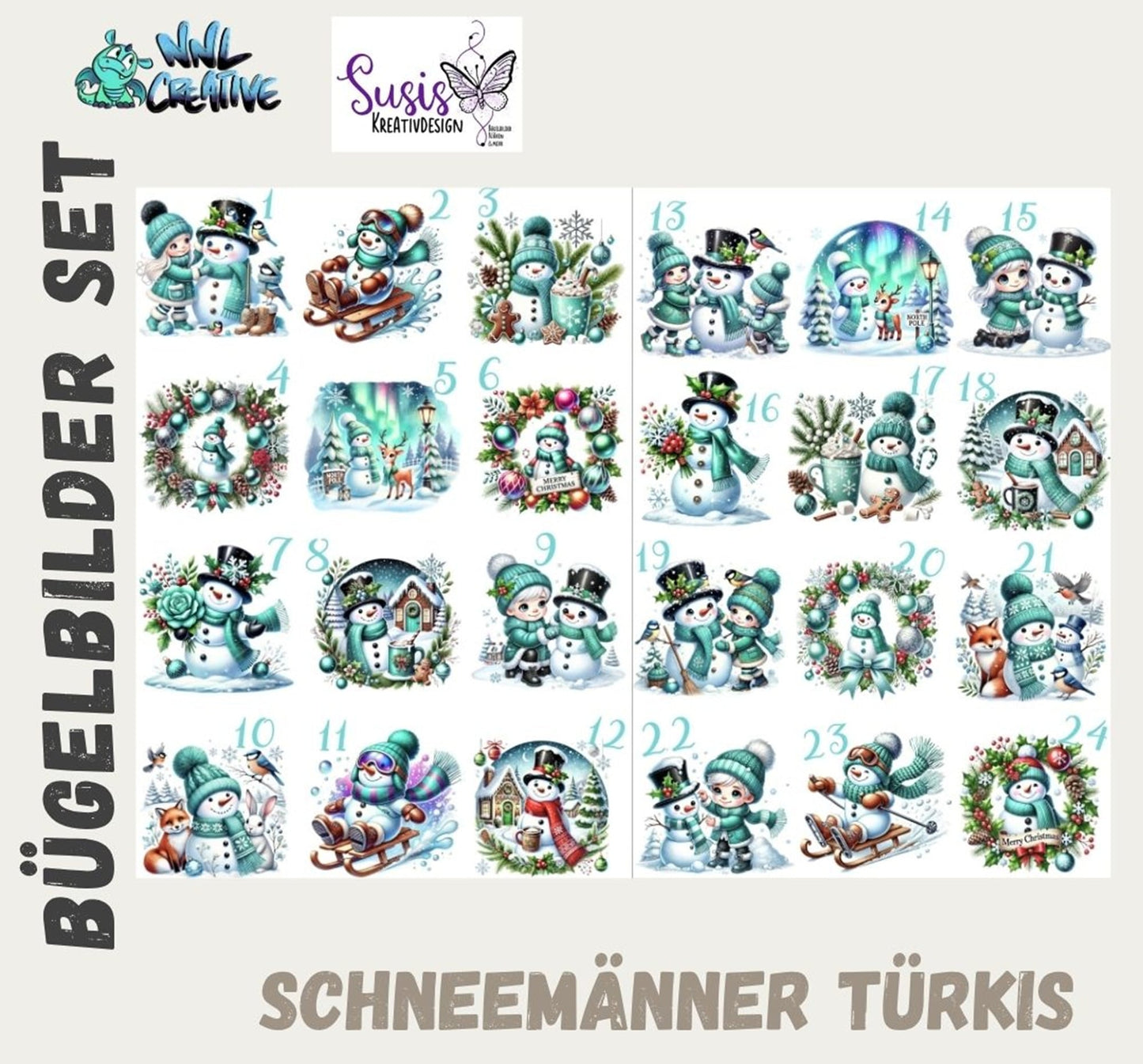 Set aus digitalem Schnittmuster und Bügelbildern "Adventskalender Handschuh-Säckchen"