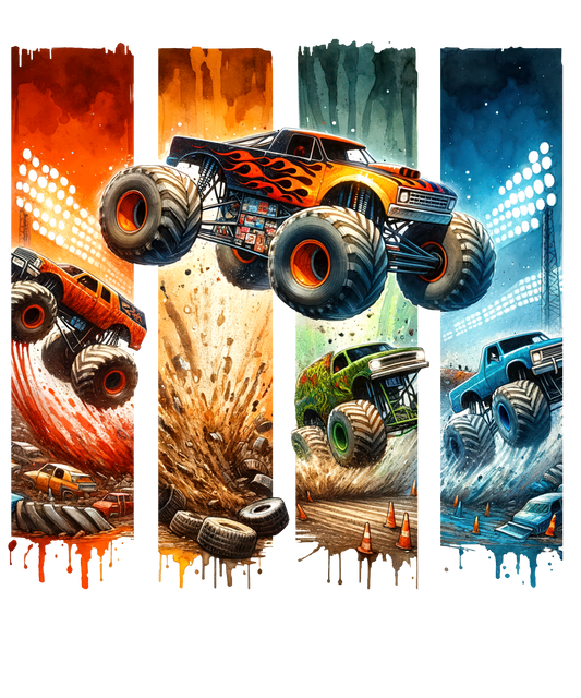 Bügelbild, Streifen, Monstertruck, bunt, gestreift, Fahrzeuge