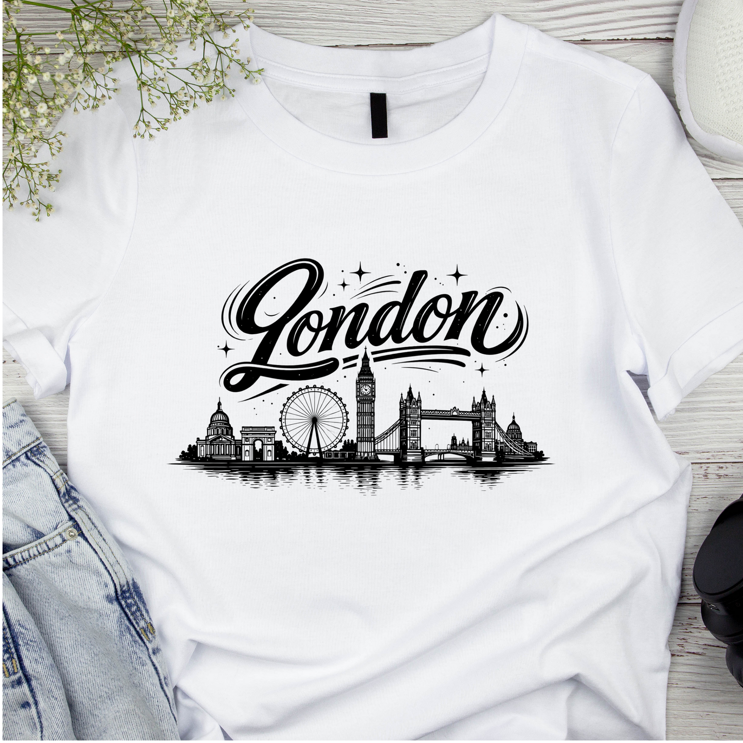Bügelbild Stadt Silhouette, schwarz weiß, London
