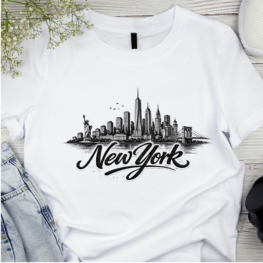 Bügelbild Stadt Silhouette, schwarz weiß, New York