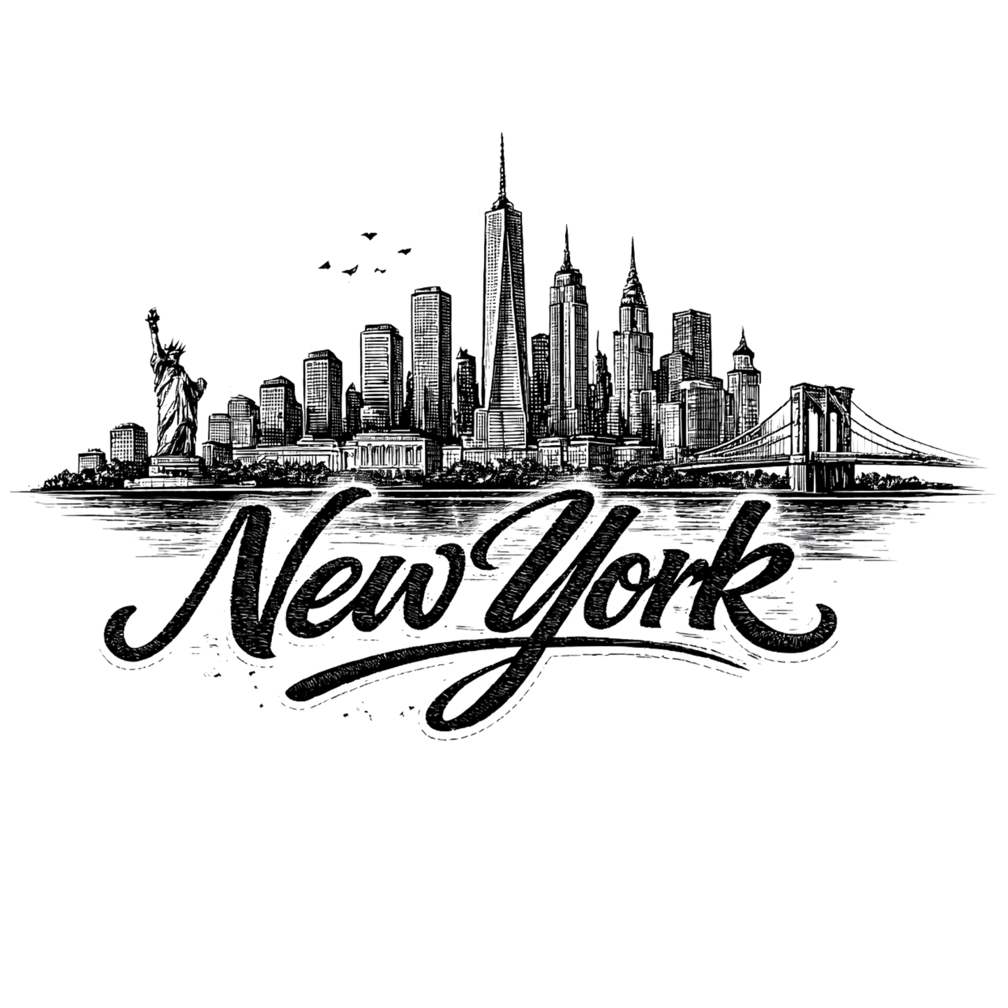 Bügelbild Stadt Silhouette, schwarz weiß, New York