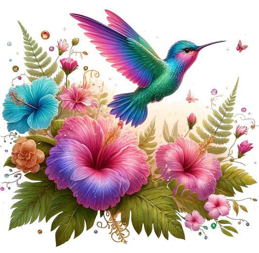 Kolibri mit Hibiskusblüte #1