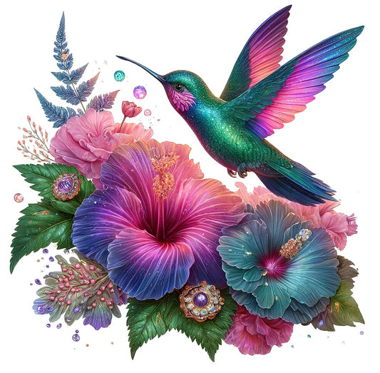 Kolibri mit Hibiskusblüte #9