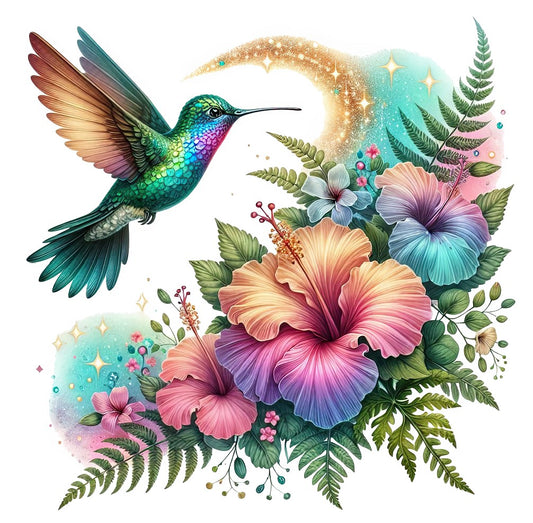 Kolibri mit Hibiskusblüte #10