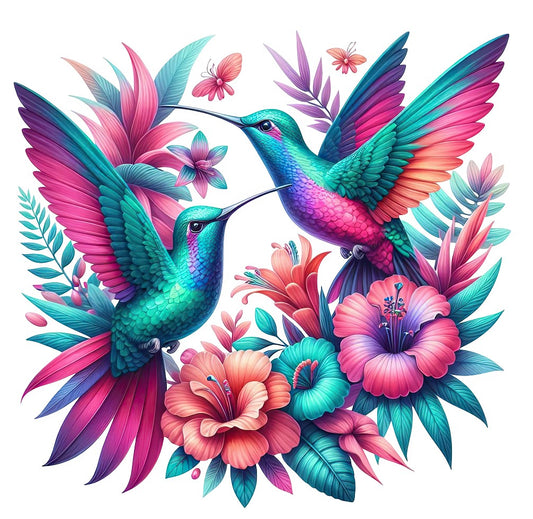 Kolibri mit Hibiskusblüte #13