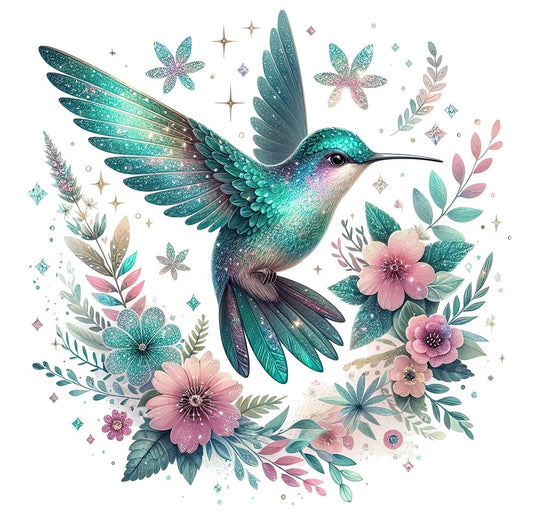 Kolibri mit Hibiskusblüte #17