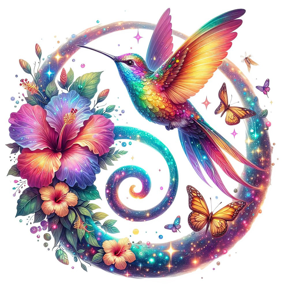 Kolibri mit Hibiskusblüte #22