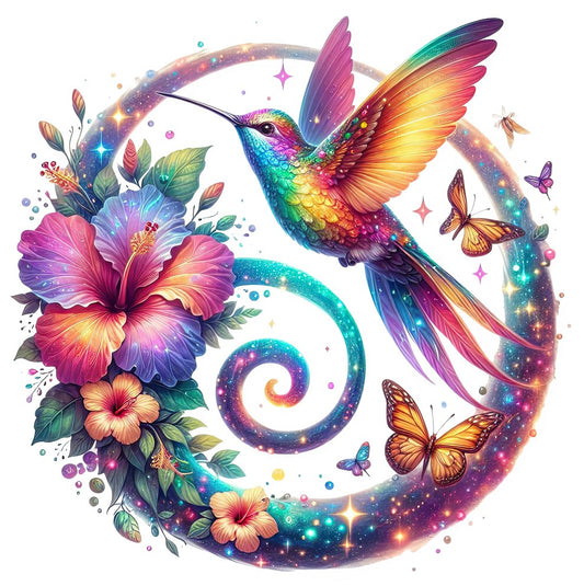 Kolibri mit Hibiskusblüte #22