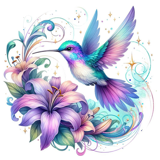 Kolibri mit Lilienblüte #24
