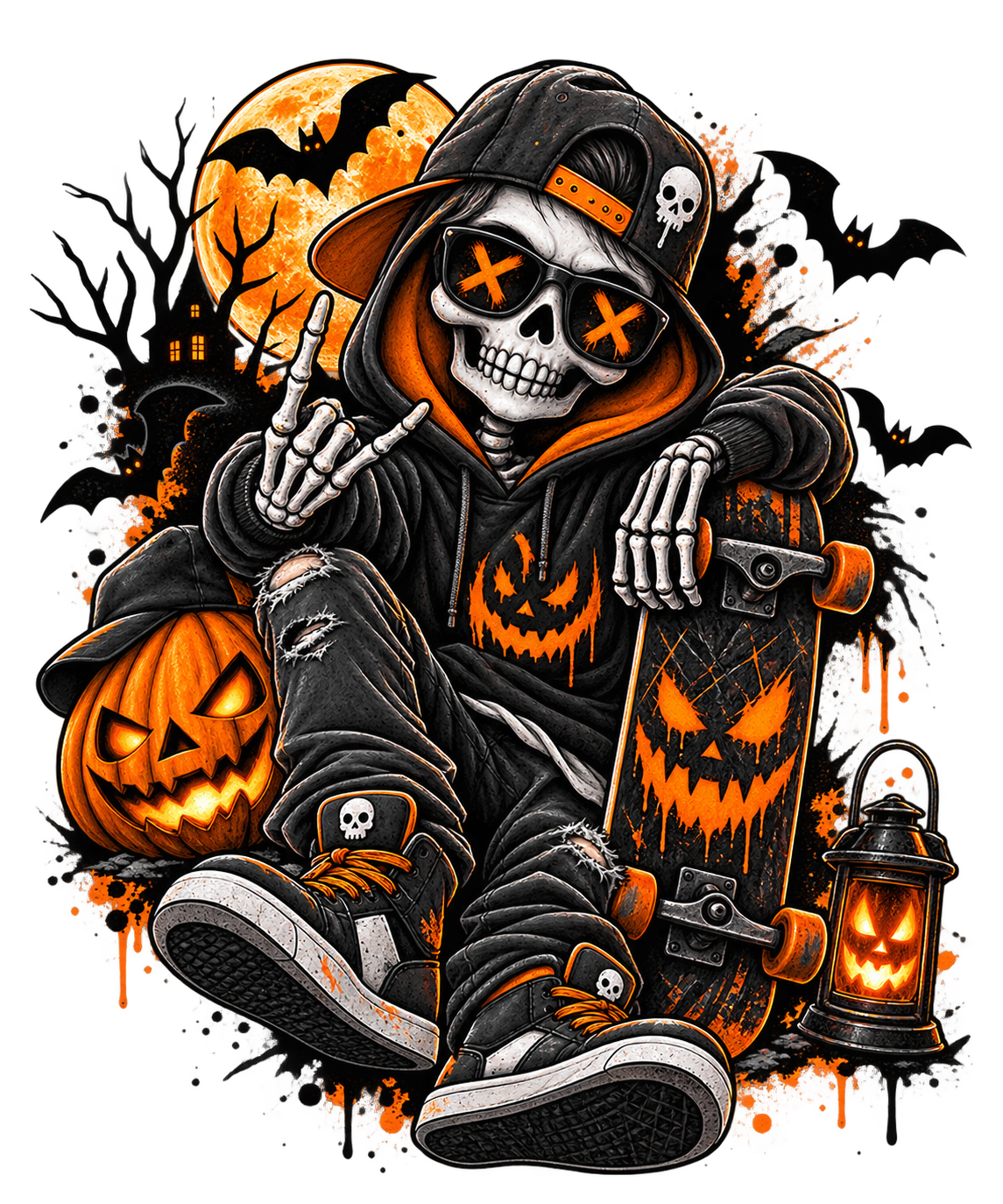 Bügelbild Halloween Skelett #4