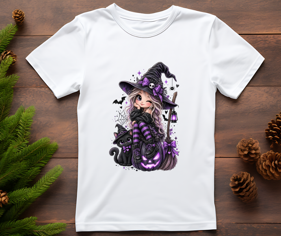 Bügelbild Halloween Hexe lila #1