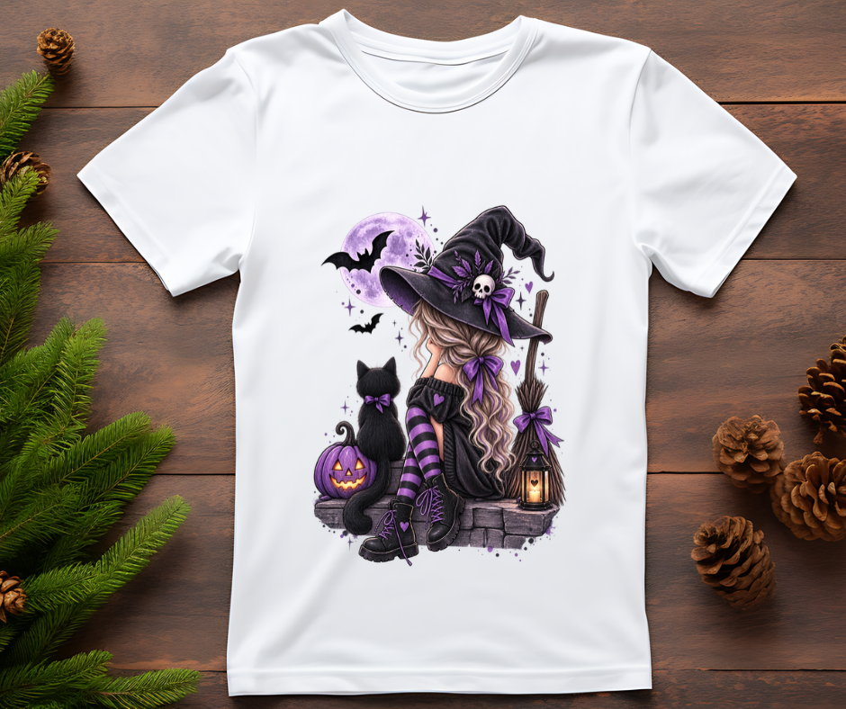 Bügelbild Halloween Hexe lila #2