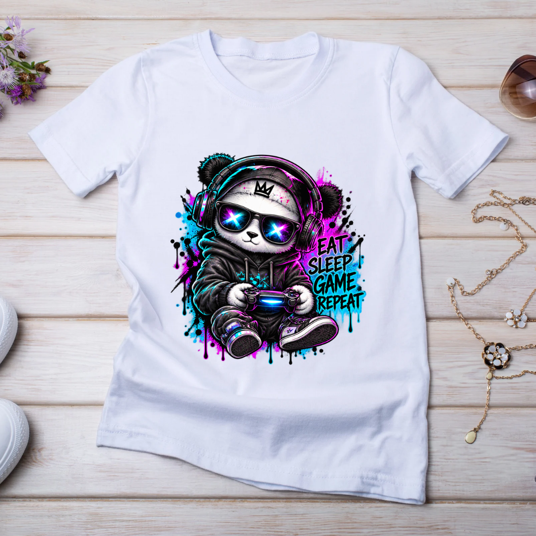 Bügelbild Gamer, Controller, Zocker, neon, bunt, Headset, cool #9