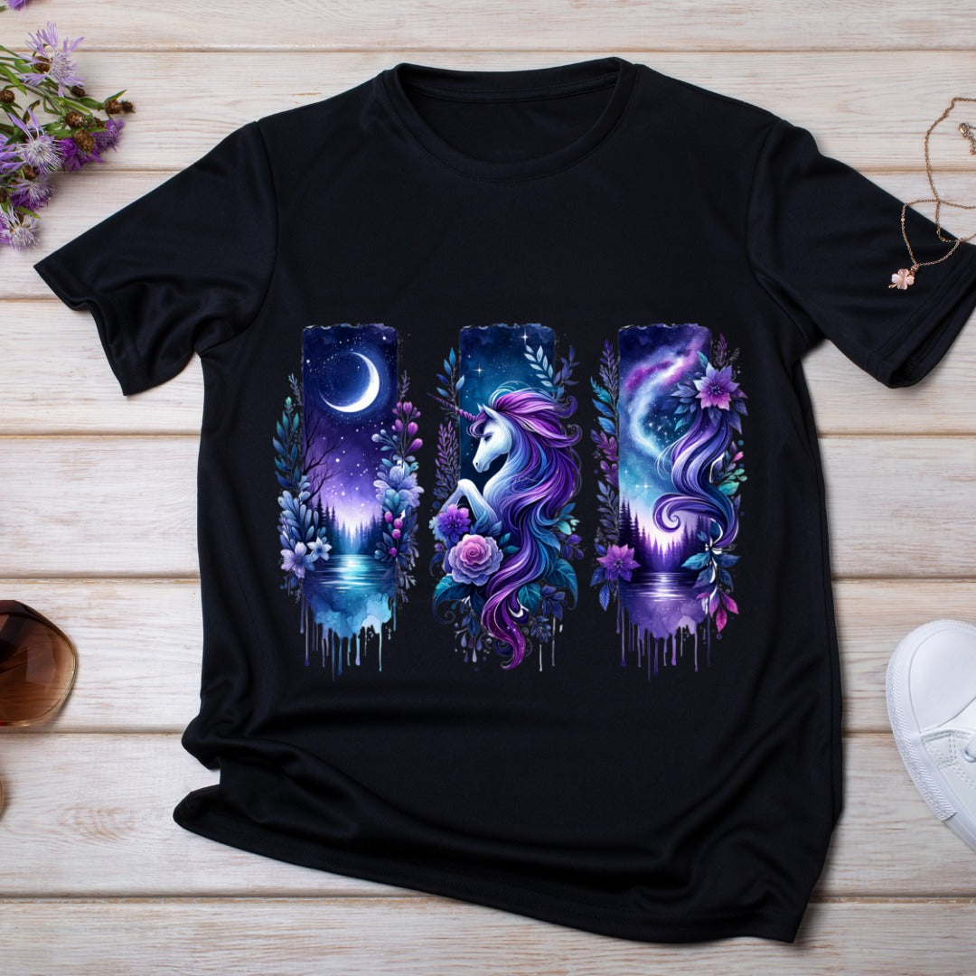 Bügelbild, Streifen, Einhorn, lila, Blumen, gestreift, Mond