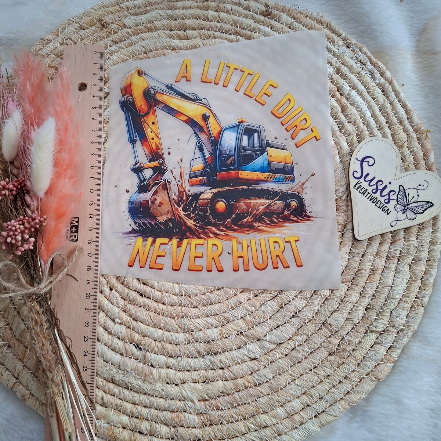 Bügelbild,Bagger, Little Dirt, reflektierend