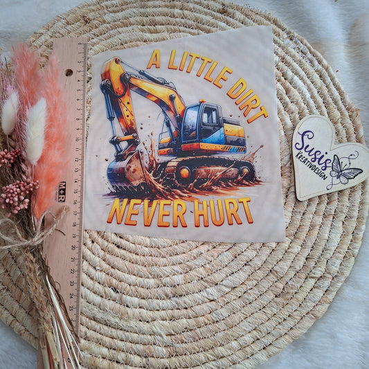 Bügelbild,Bagger, Little Dirt, reflektierend