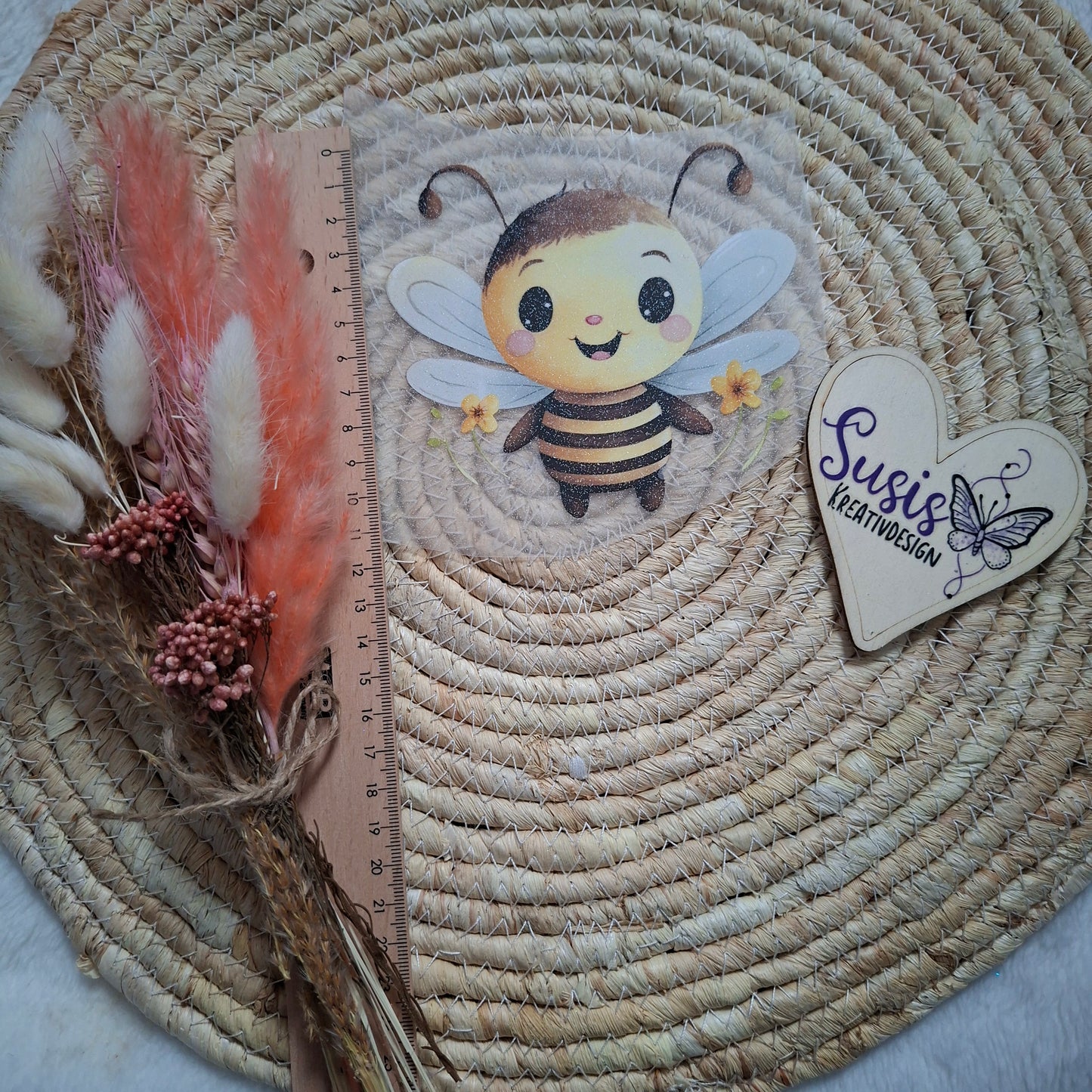 Bügelbild, Glitzer, Biene