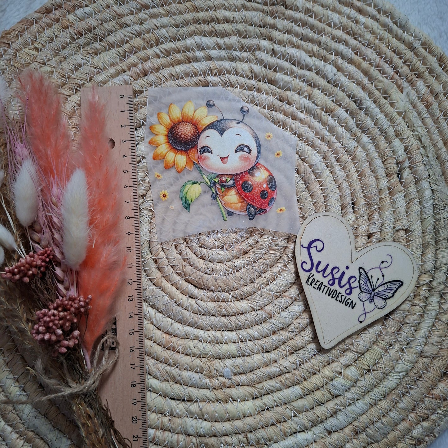 Bügelbild, Glitzer, Marienkäfer