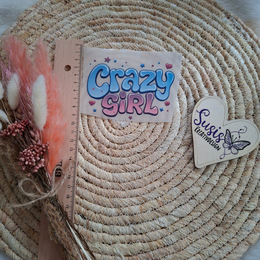 Bügelbild,Crazy Girl, reflektierend