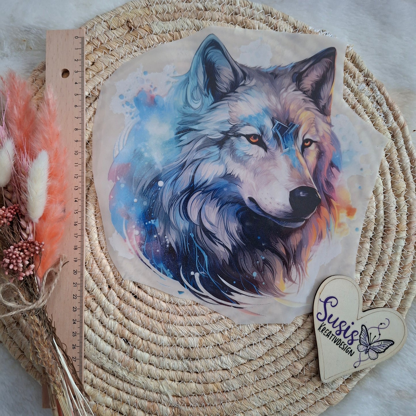 Bügelbild, Wolf, reflektierend