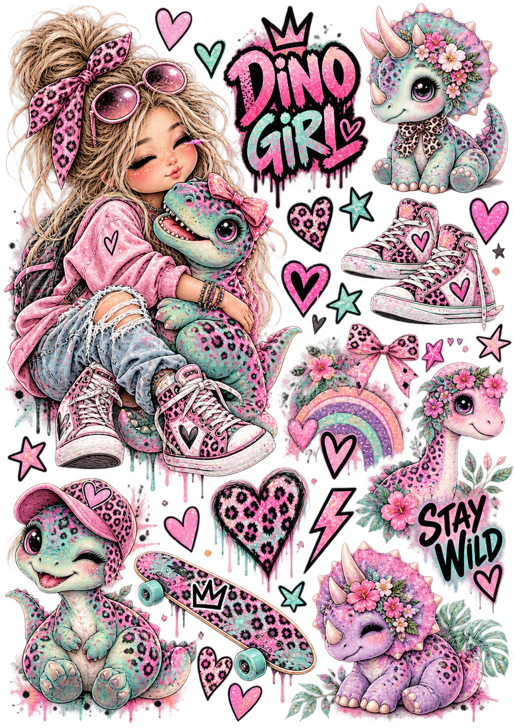 Mix it Bügelbilder – Girls & Retro | Pink, Dino & Streetstyle