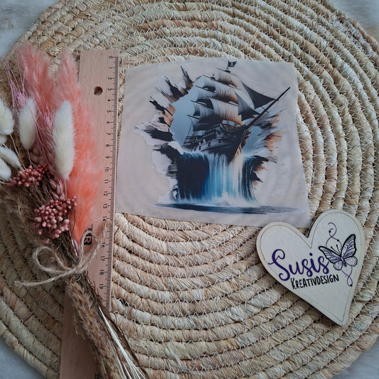 Bügelbild,Schiff, reflektierend