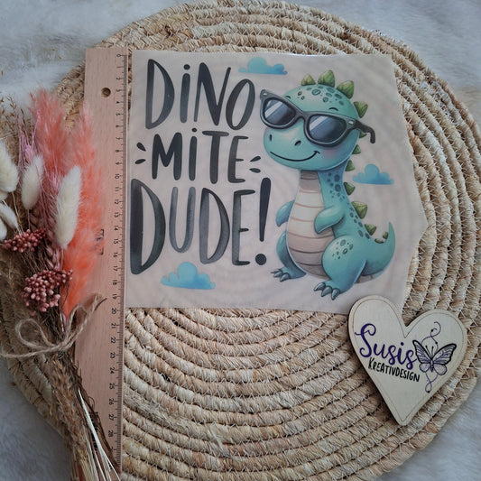 Bügelbild, Dino Mite Dude, reflektierend