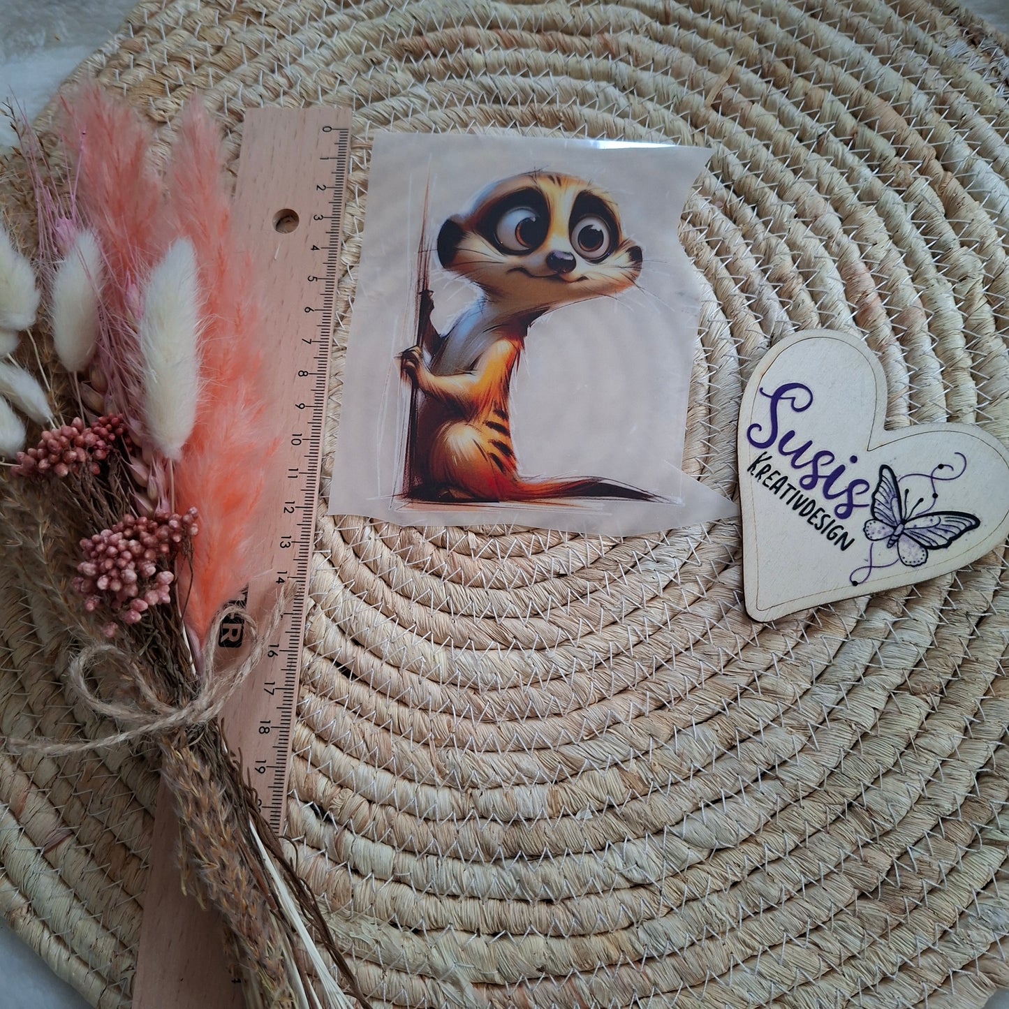 Bügelbild,Kuck Kuck, Erdmännchen, reflektierend