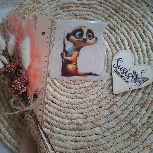 Bügelbild,Kuck Kuck, Erdmännchen, reflektierend