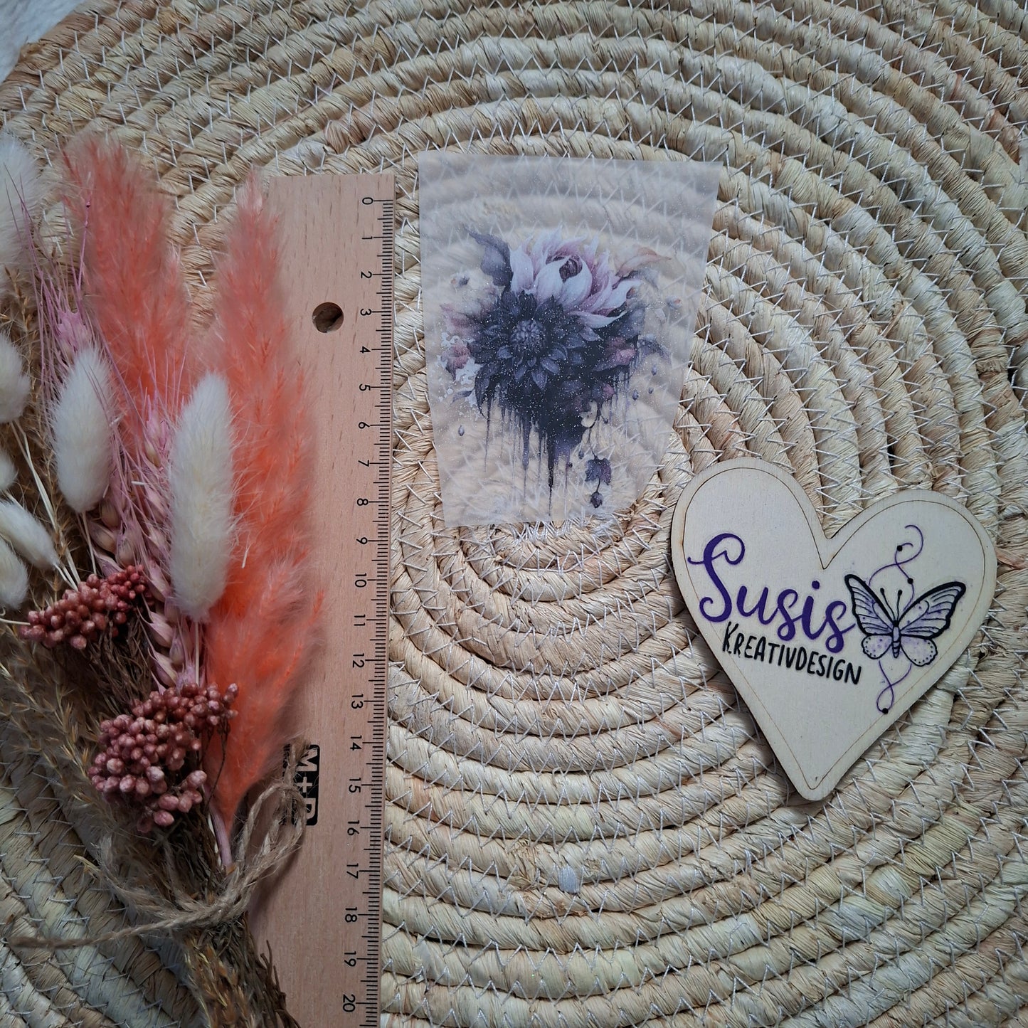 Bügelbild,Glitzer, Gothic Flower