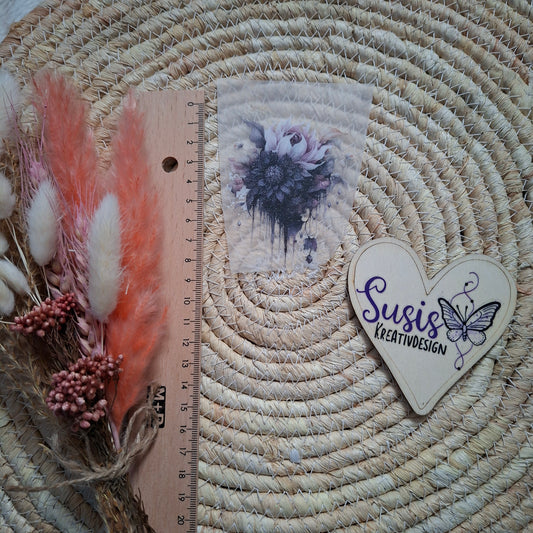 Bügelbild,Glitzer, Gothic Flower