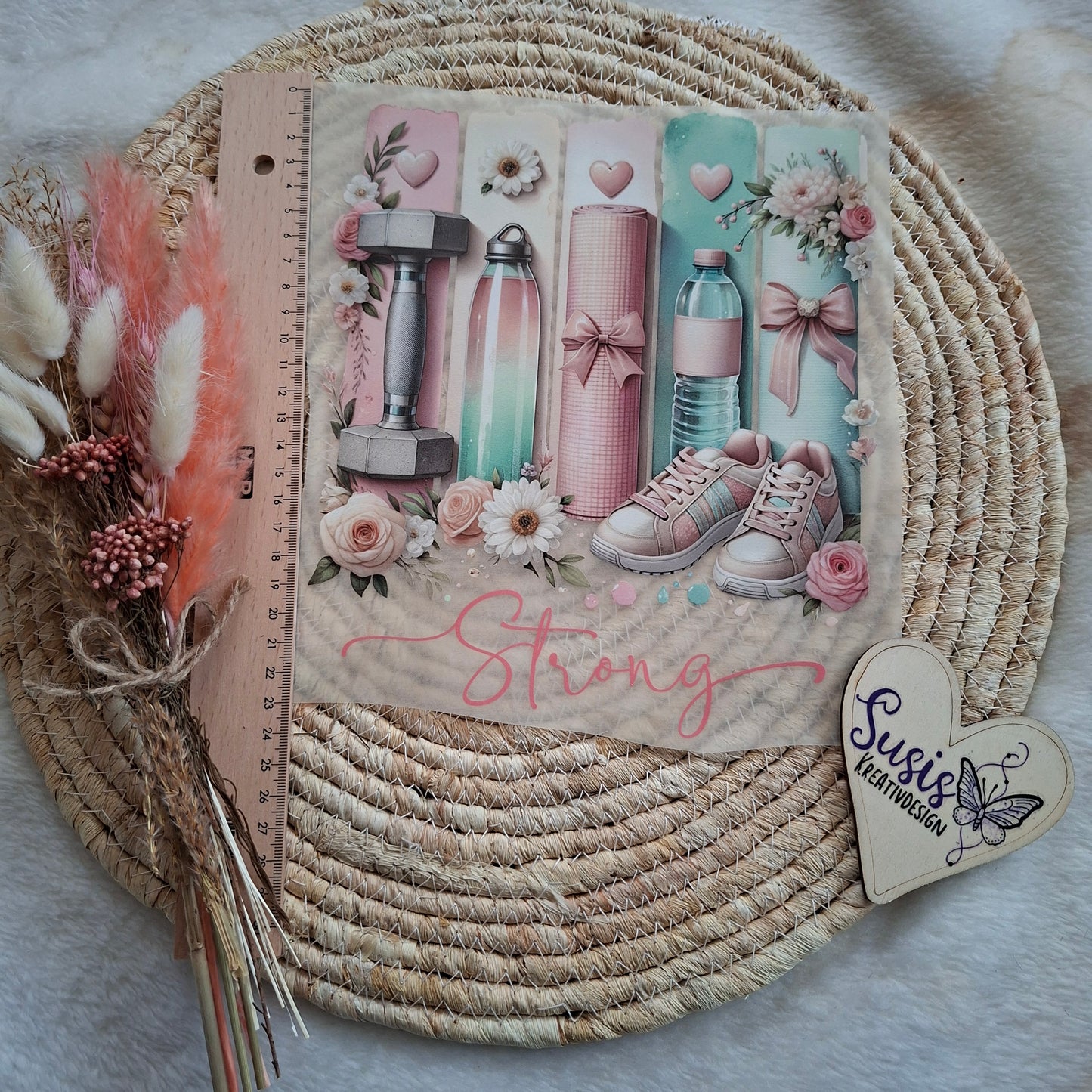 Bügelbild, Streifenbild, Sport, Hanteln, GlowInTheDark