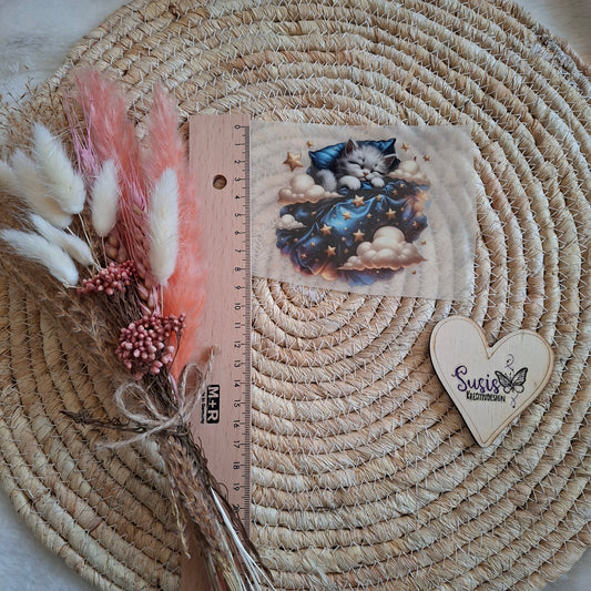 Bügelbild, Katze, schlafend, GlowInTheDark