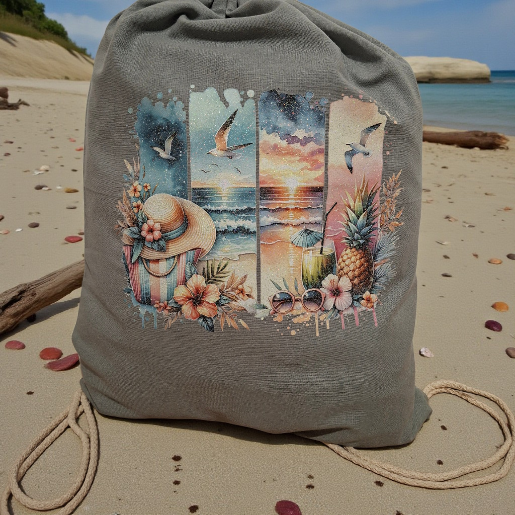 Bügelbild, Streifen, Sommer, Strand, Meer, bunt, Sonnenschein, gestreift