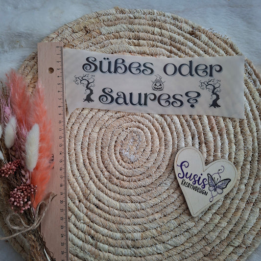 Bügelbild, Süßes oder Saures, reflektierend