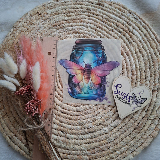 Bügelbild, Schmetterlingim Glas, GlowInTheDark