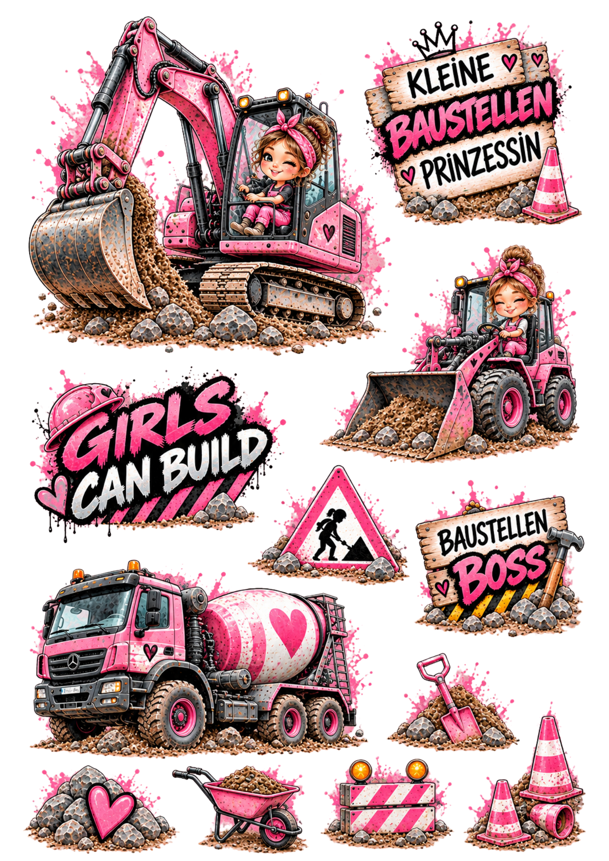 Mix it Bügelbilder – Baustelle | Bagger & Baustellenfahrzeuge