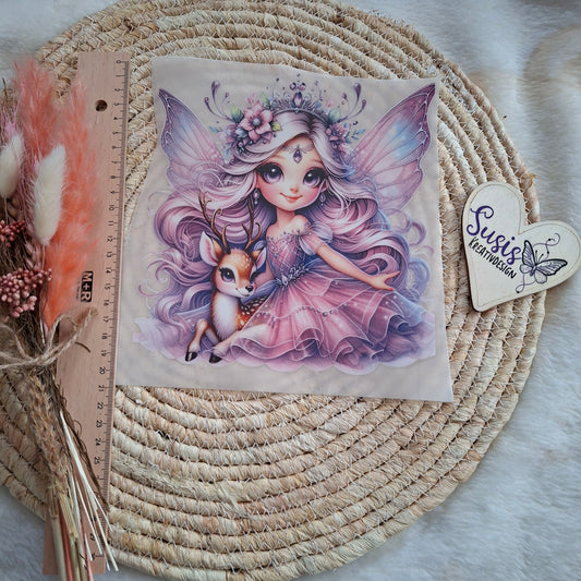 Bügelbild, Fee, lila, reflektierend