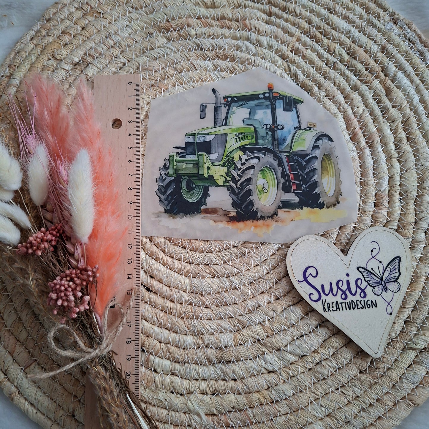 Bügelbild, Traktor, reflektierend