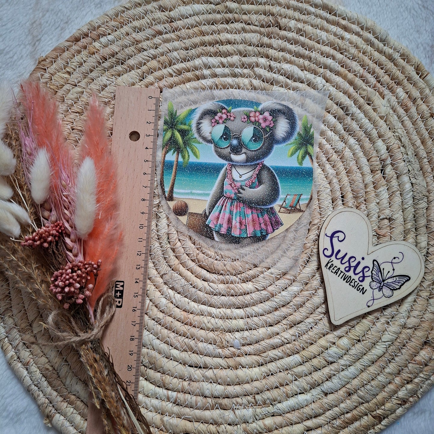 Bügelbild, Glitzer, Koalamädchen, Sommer