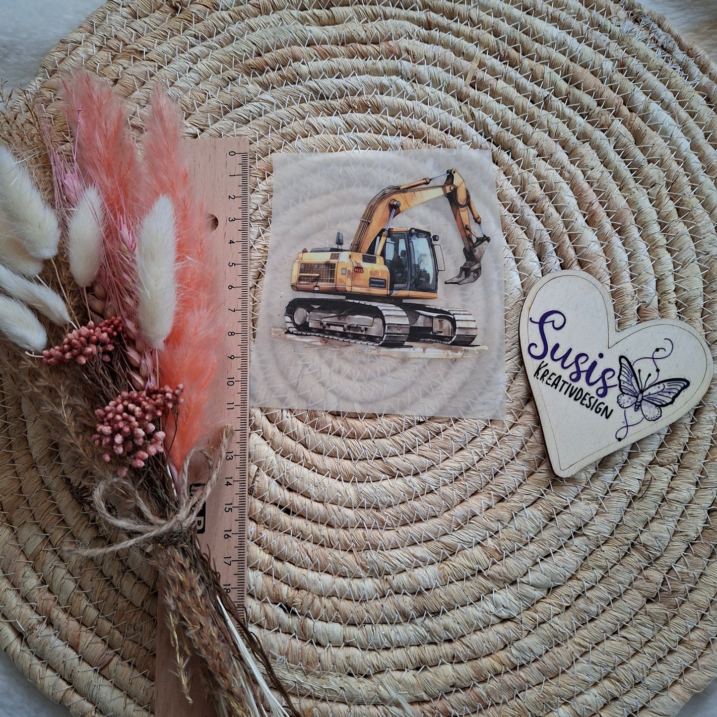 Bügelbild, Bagger, GlowInTheDark