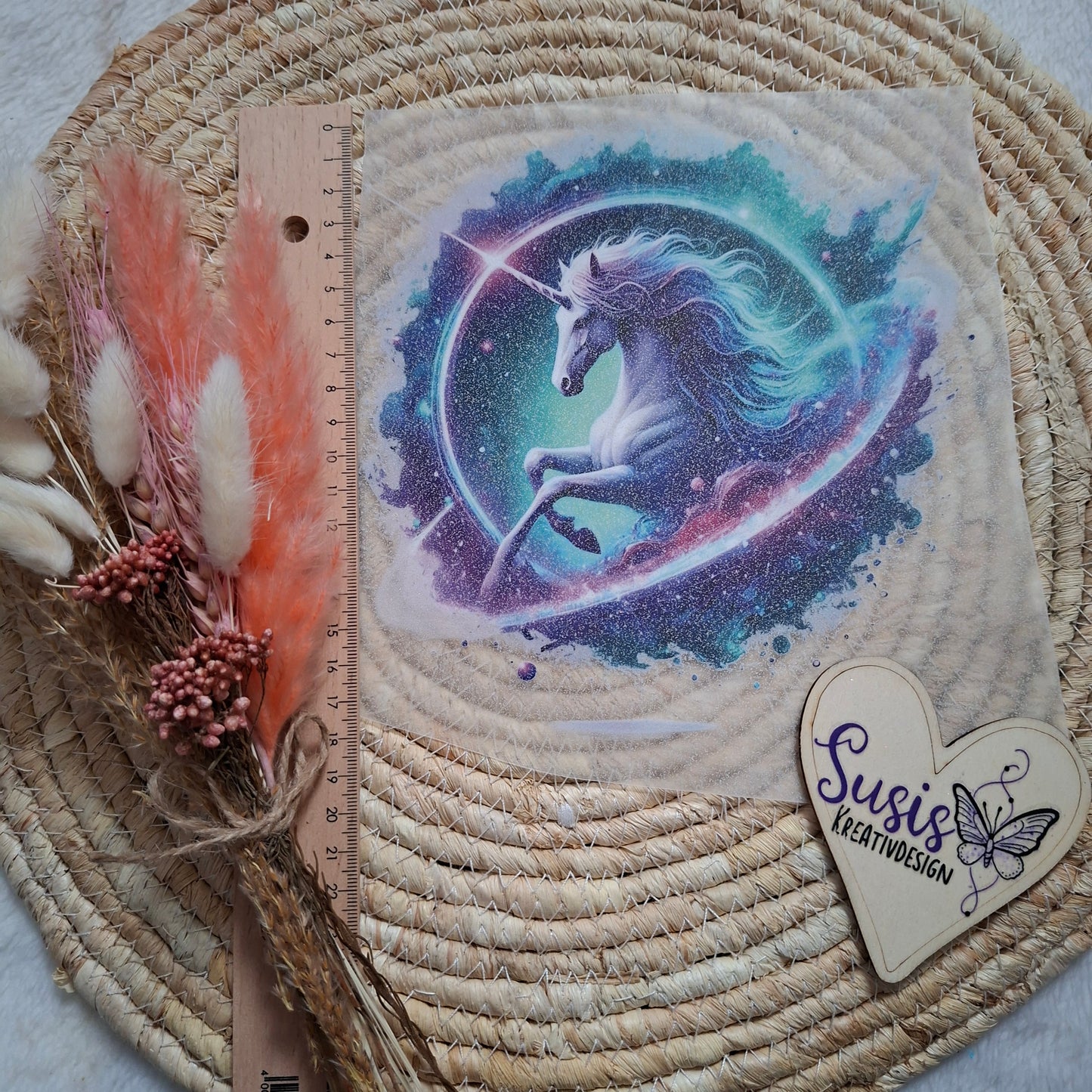 Bügelbild, Glitzer, Einhorn, bunt