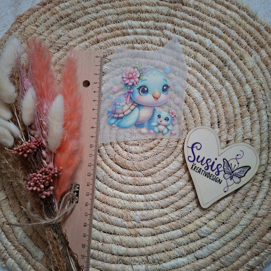 Bügelbild, Glitzer, Schildkröte mit Kind