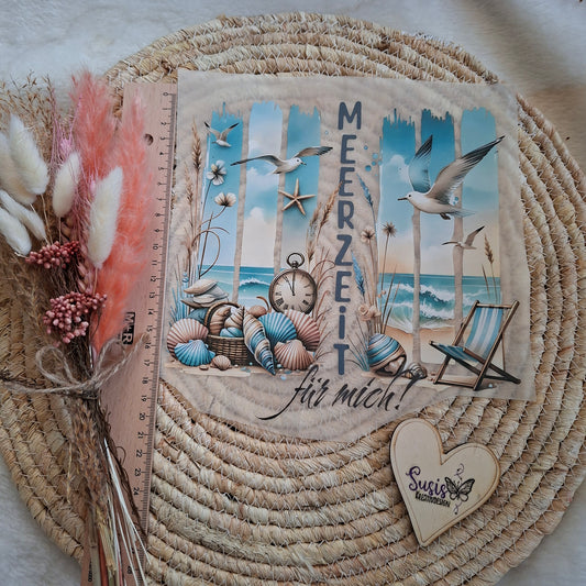 Bügelbild, Meerzeit für mich, Streifenbild, Meer, Strand, GlowInTheDark