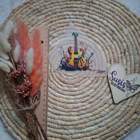 Bügelbild, Glitzer, Gitarre