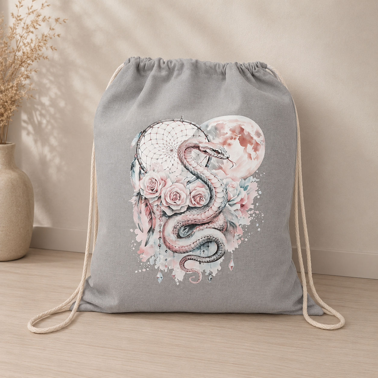 Turnbeutel Schlange, Bohoo Style, pastell