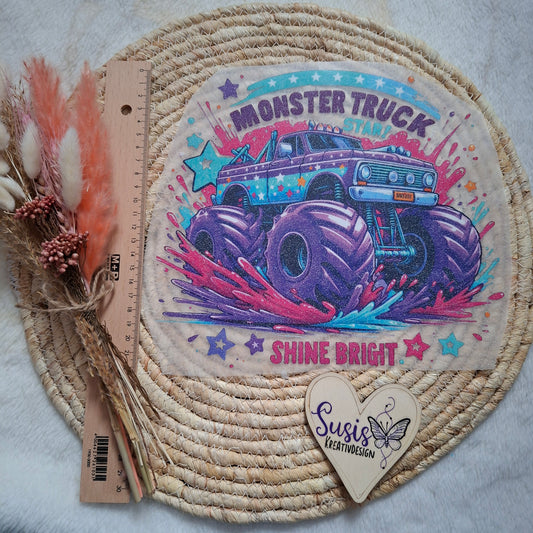 Bügelbild,Glitzer, Monstertruck