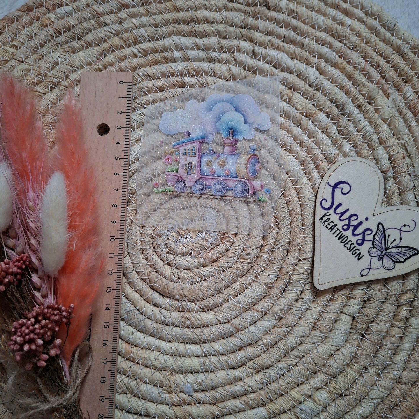 Bügelbild,Glitzer, Eisenbahn